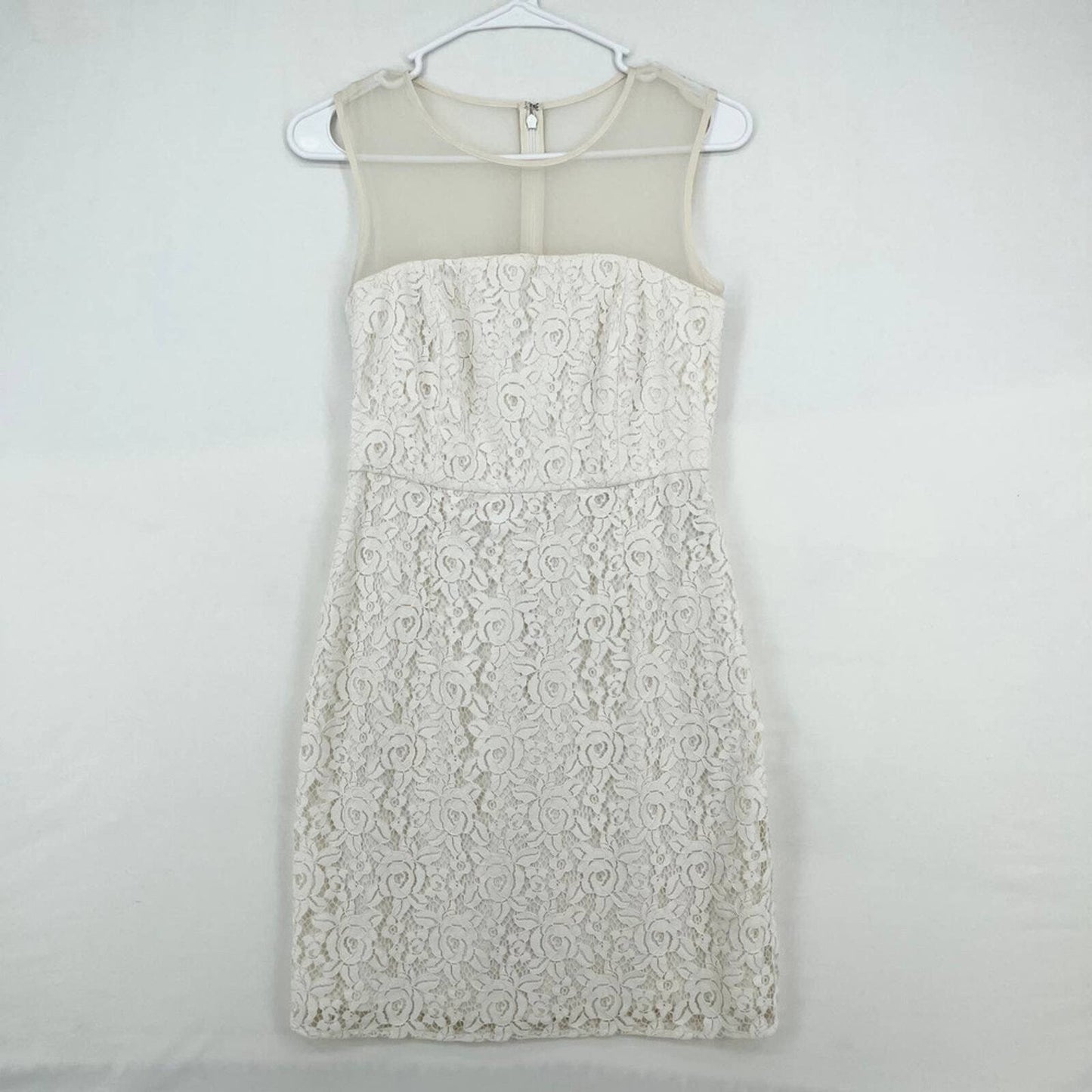 DIANE VON FURSTENBERG Dress Women Size 0 Nisha Lace Mini Floral Sleeveless Ivory