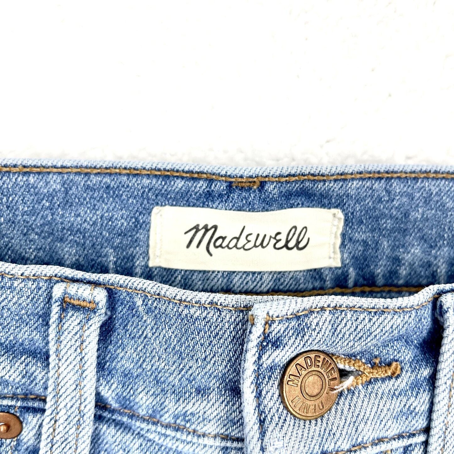 Madewell The Mom Jean Cropped Wide Leg Medium Wash Cotton Jeans Size 28P