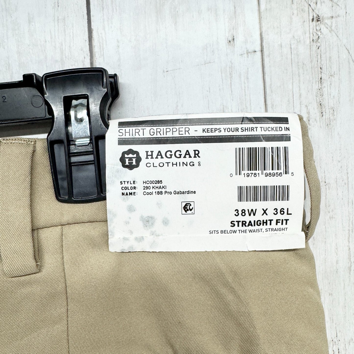 Haggar Pant Men Size 38W X 36L Tan Cool 18 Pro Straight Fit Comfort Stretch NWT