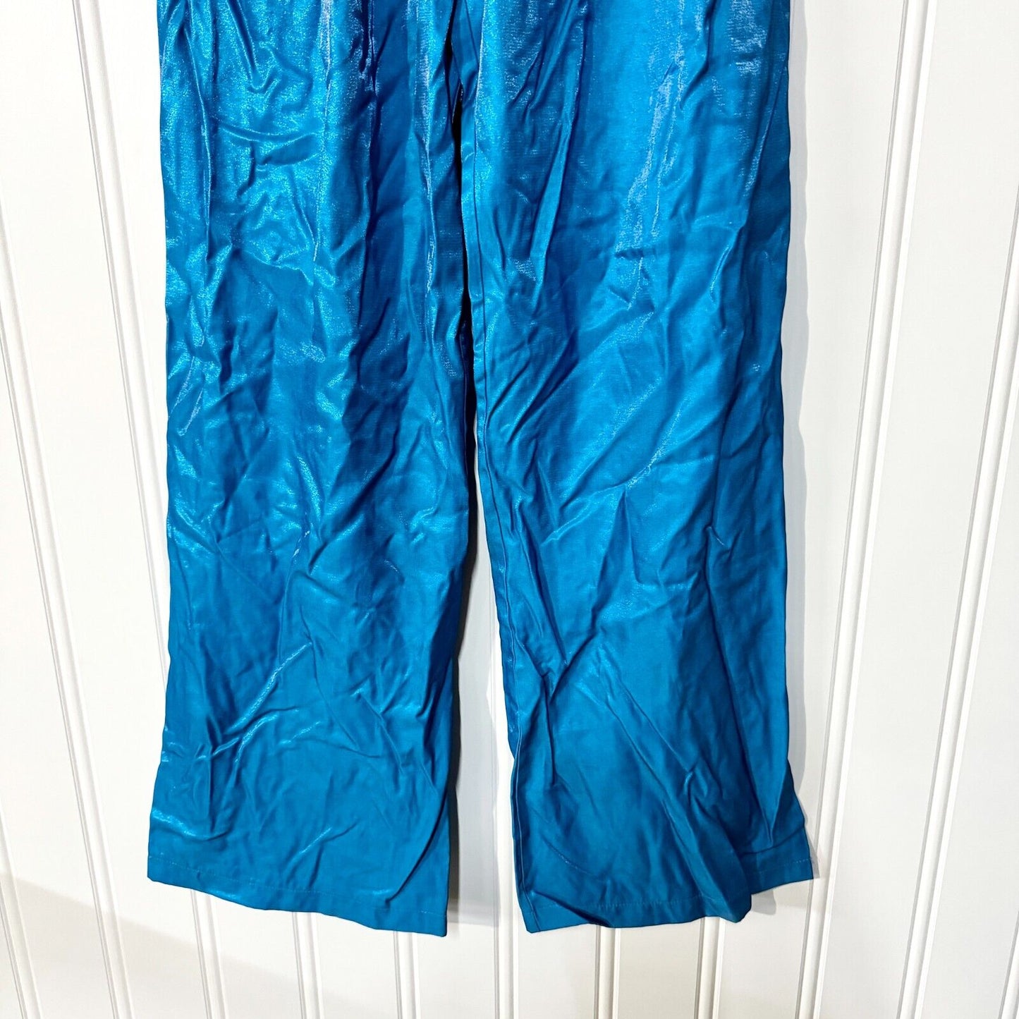 NASTY GAL Pants Women Size 4 Blue Metallic Wide Flared Leg High Waisted Retro
