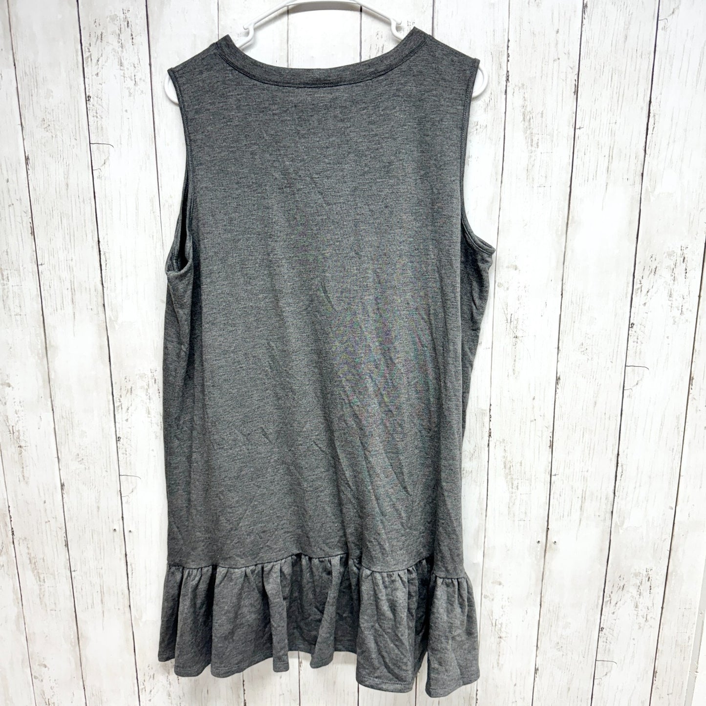 Apt. 9 Dress Women Size XL Gray Sleeveless Tunic Ruffle Bottom Casual Business