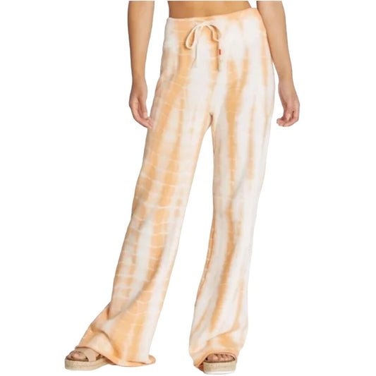 WILDFOX Women Jude Melon Sweatpants Large Tie Dye Orange Wide Leg Size Medium
