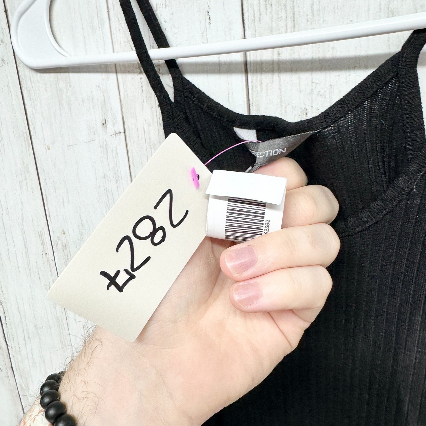 French Connection Dress Women Sz 4 Black Ribbed Sleeveless Spaghetti Strap Midi