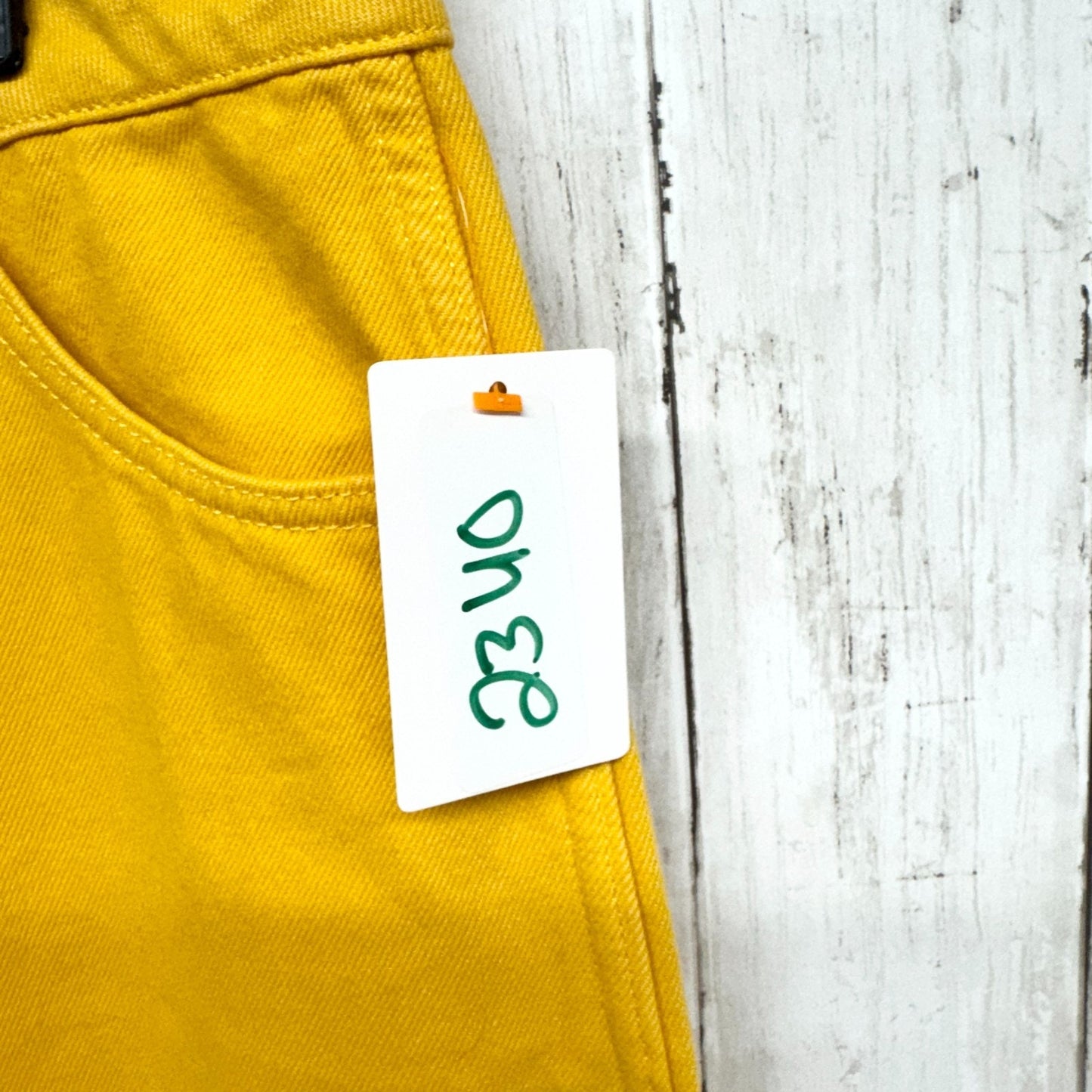 Weekday Pants Women Size 42 Vida Denim Trouser Yellow High Rise Zip Fly Pockets
