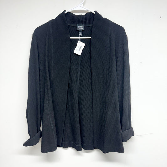 EILEEN FISHER Women Knit Jacket Open front Black- Brown Cotton Blend Medium