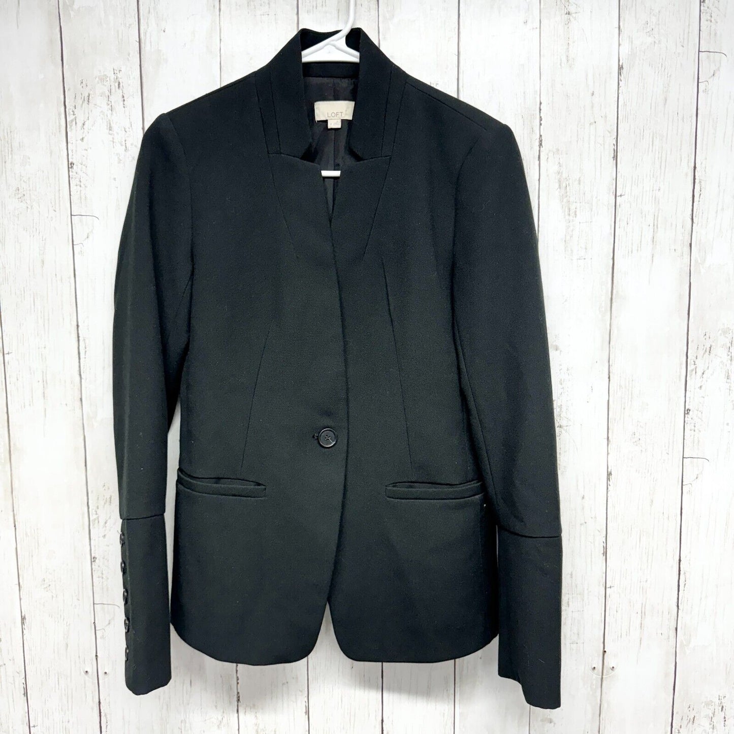 AnnTaylor Loft Women's 0 Single Button Blazer Long Sleeve Career Office Black