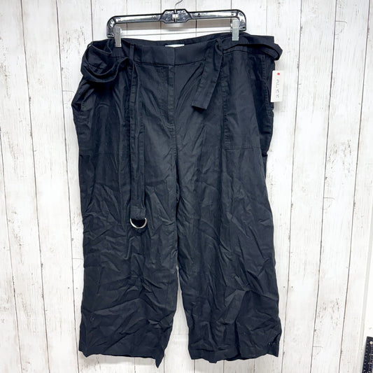 Calvin Klein Pants Women 16W Black Crop Flared Wide Leg Belted Pockets Casual