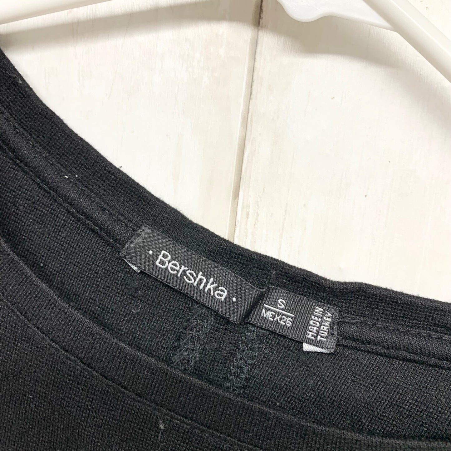 Bershka Dress Women Size Small Crewneck Long Sleeve Midi Black Evening Business