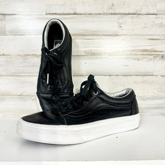 Vans Off the Wall Unisex Shoes Vintage Black On Black Leather 5/M 6.5/W