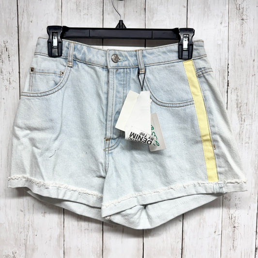 Zara Shorts Women SZ 6 Hi-Rise Hot Pant Light Wash Denim Cuffed Side Stripe NWT