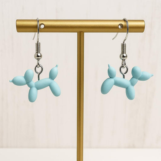 3D Printed Blue Balloon Dog Dangle Earrings Unique Design Fun Fashion Accessory for Quirky Accessories Lovers