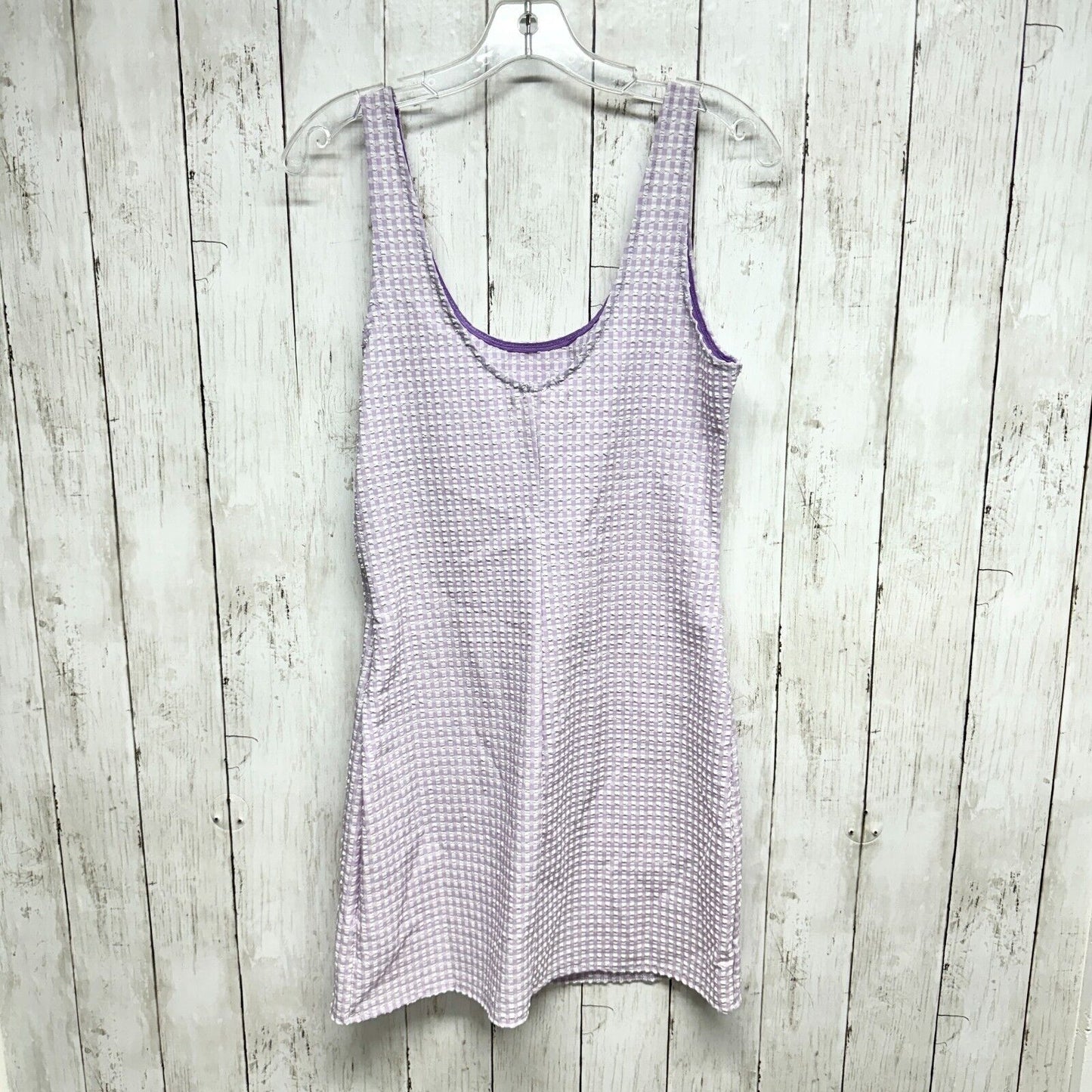 URBAN OUTFITTERS Dress Sz M Mary Gingham Plaid Textured Mini in Lavender Purple