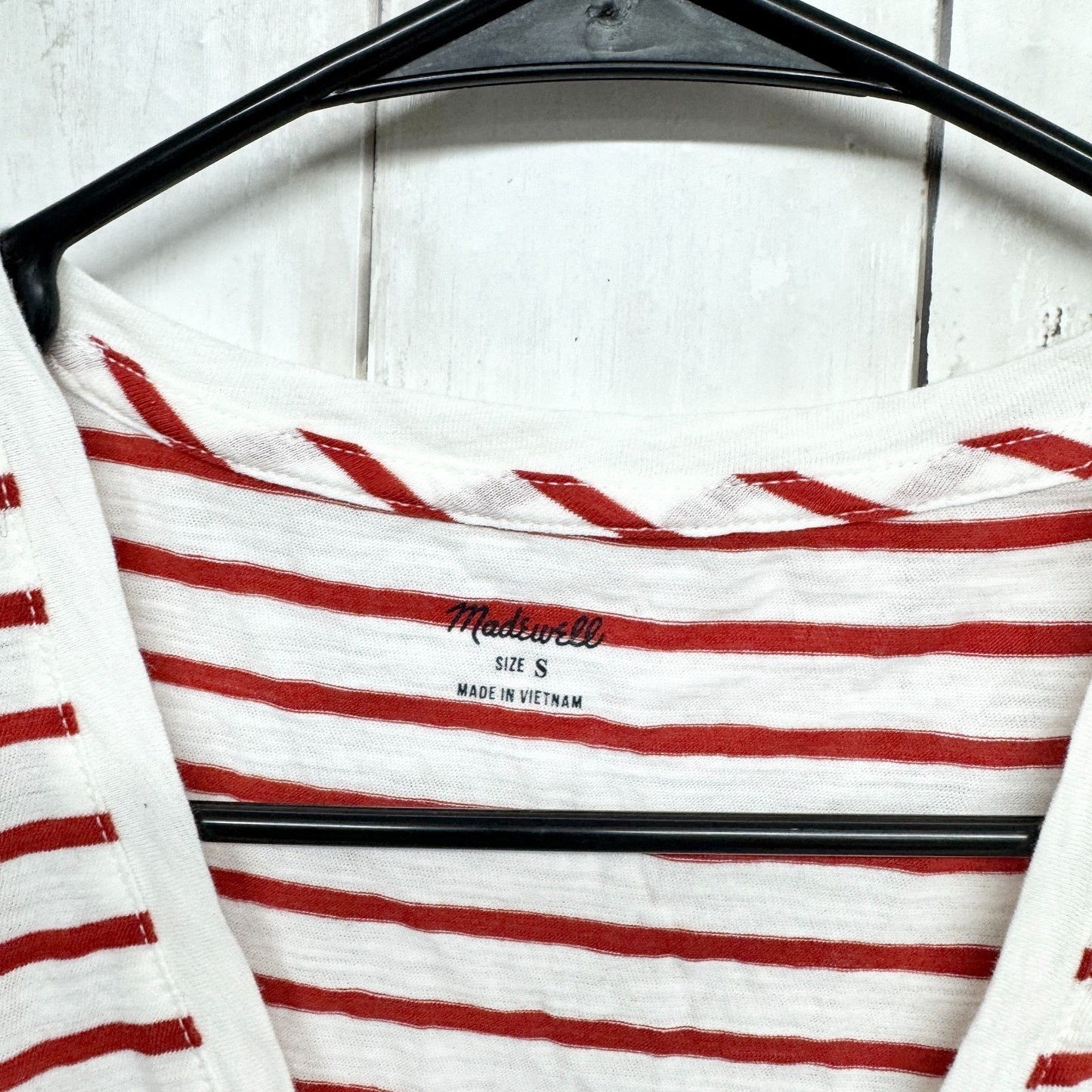 Madewell Blouse Women Size Small V Neck Sleeveless Tank Top Red White Stripe