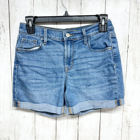 Old Navy Shorts Women Sz 0 Medium Wash Mid Rise Midi Cuffed Hem 5-Pocket Design