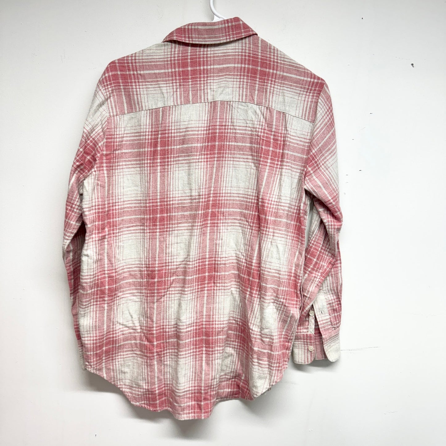 Madewell Pink & Cream Plaid Flannel Sunday Button Up Shirt with Pockets Size XXS