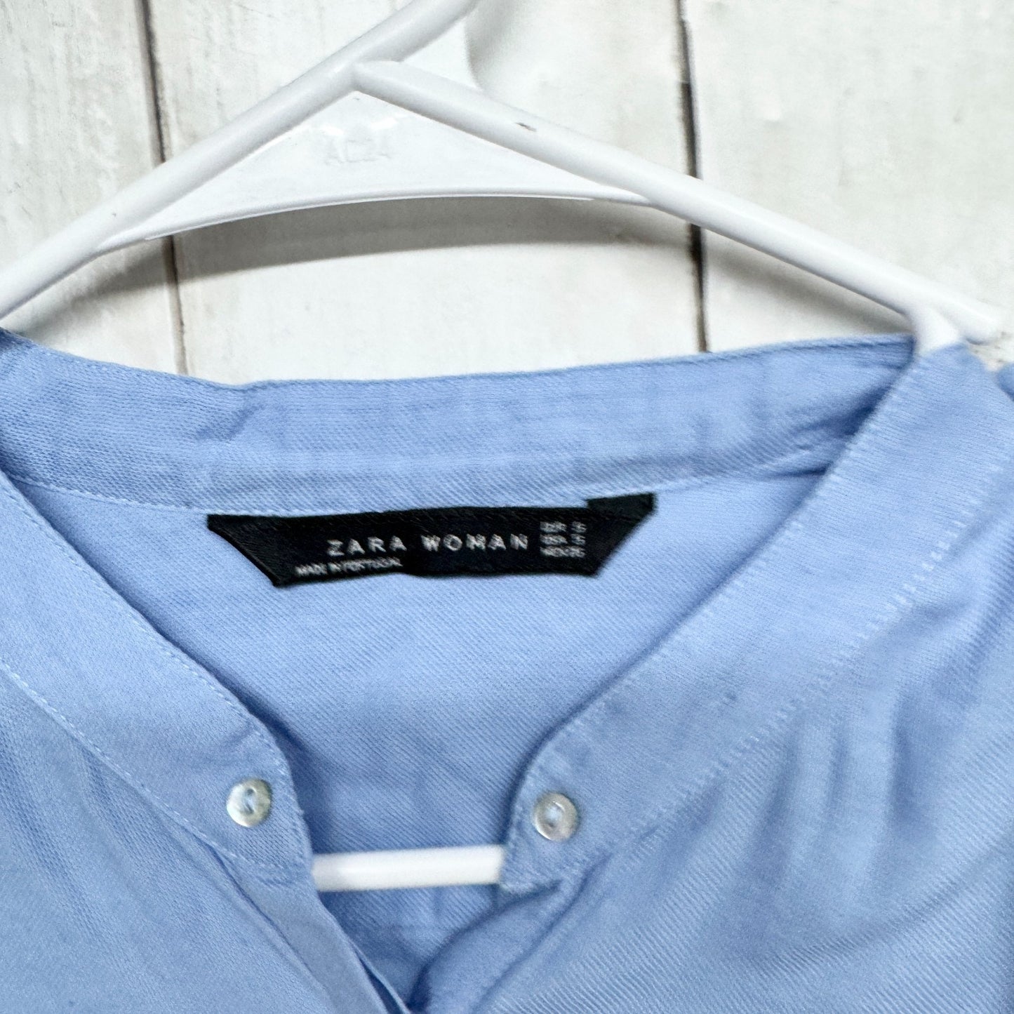 Zara Shirt Women Size Small Light Blue Long Sleeve Button Down Blouse Casual