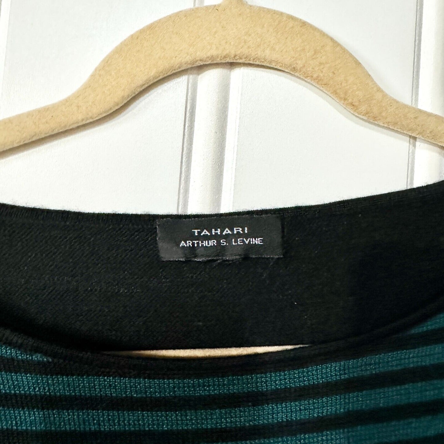 TAHARI Sweater Women Size L Black Asymmetrical Long Sleeve Wide Neck Wool