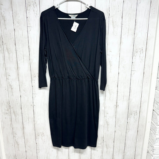 Boden Dress Women Size 8R Long Sleeve Crossover Mini Cotton V Neck Pleated Black