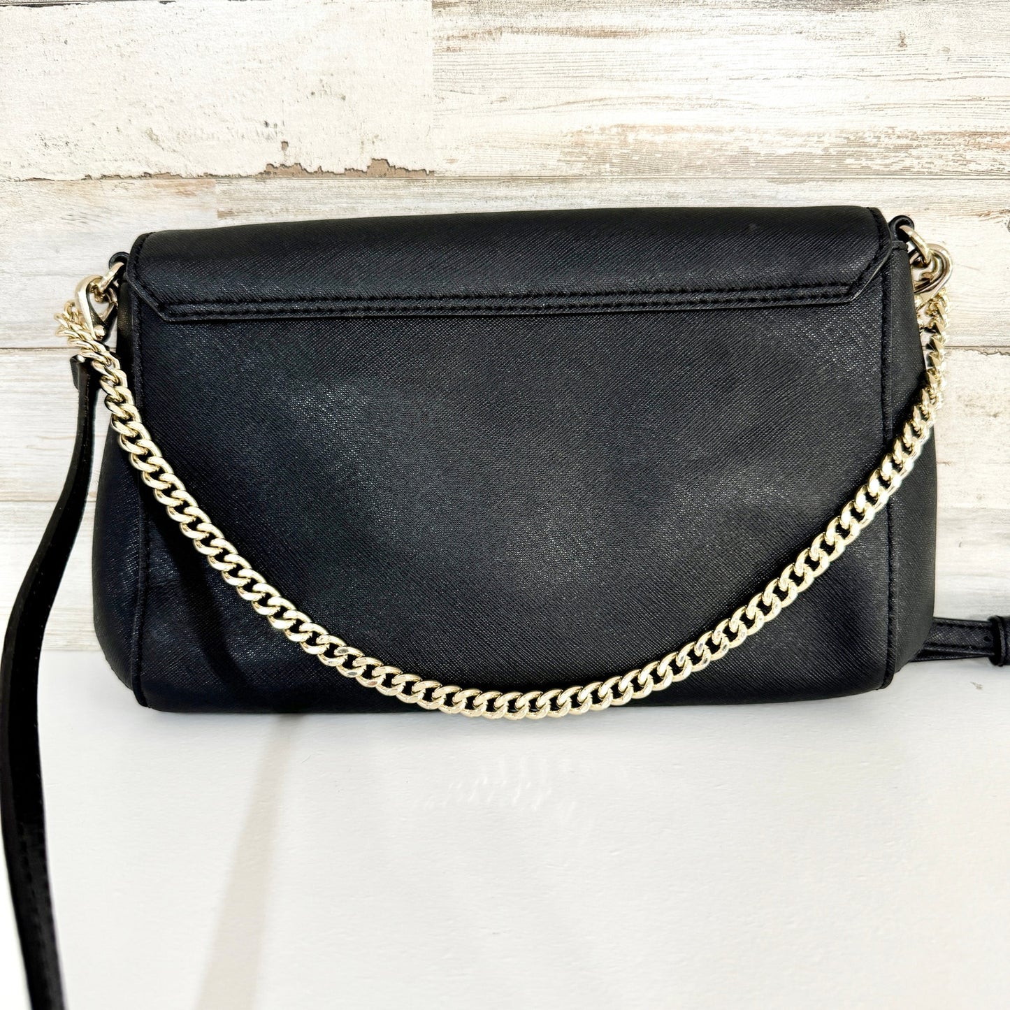 Kate Spade Black Leather Crossbody Hand Bag Chain Handle & Adjustable Strap