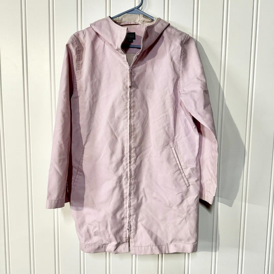 Eileen Fisher Jacket Full Zip Up Pink Hooded Layered Water Proof Size PM