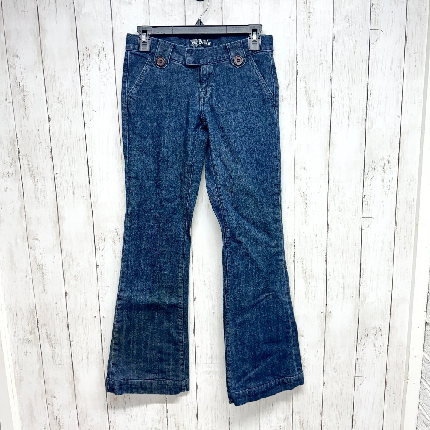 Y2K Anlo Jeans Women Size 25 Medium Wash Relaxed Flare Button Pockets Everyday