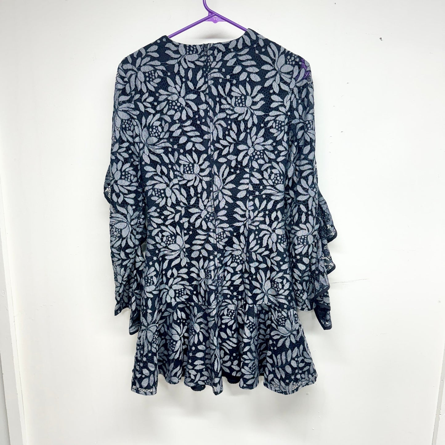 KEEPSAKE The Label Dresses Engage Navy Blue Lace Long Sleeve Dress Small