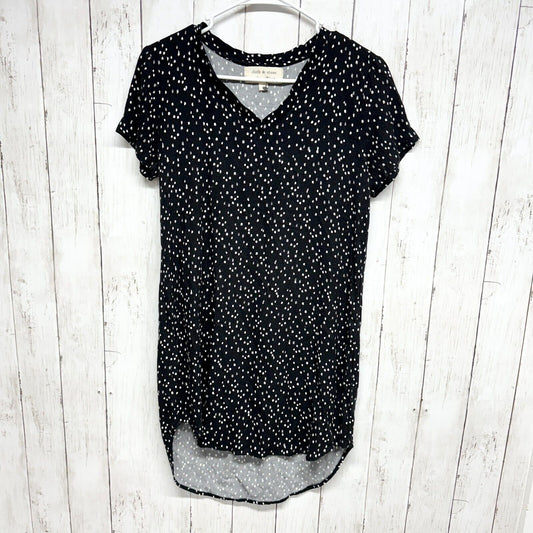 Cloth & Stone Dress Women XS Tunic Cotton Black Polka Dot High Low Short Sleeve