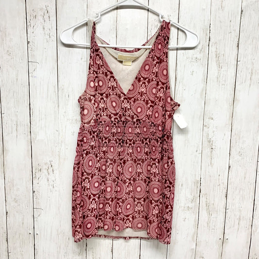 Michael Kors Dress Women Size Small Geometric Sleeveless Vneck Red Burgundy