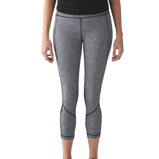 Lululemon Pace Rival Crop 23" Cross Hatch Heather Black Ice Grey / Black Size 4