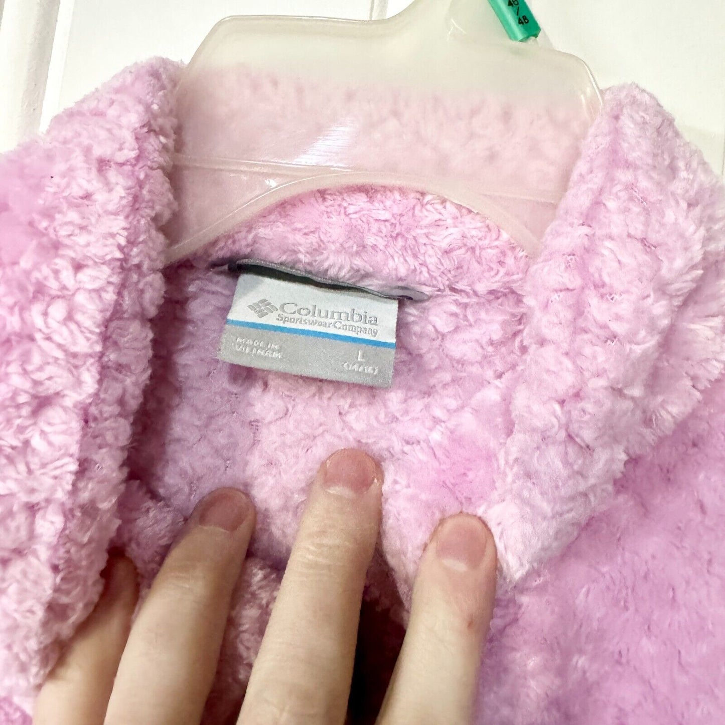 COLUMBIA Jacket LG 14/16 Lavender Pink Girls Sherpa Fleece Style Full Zip