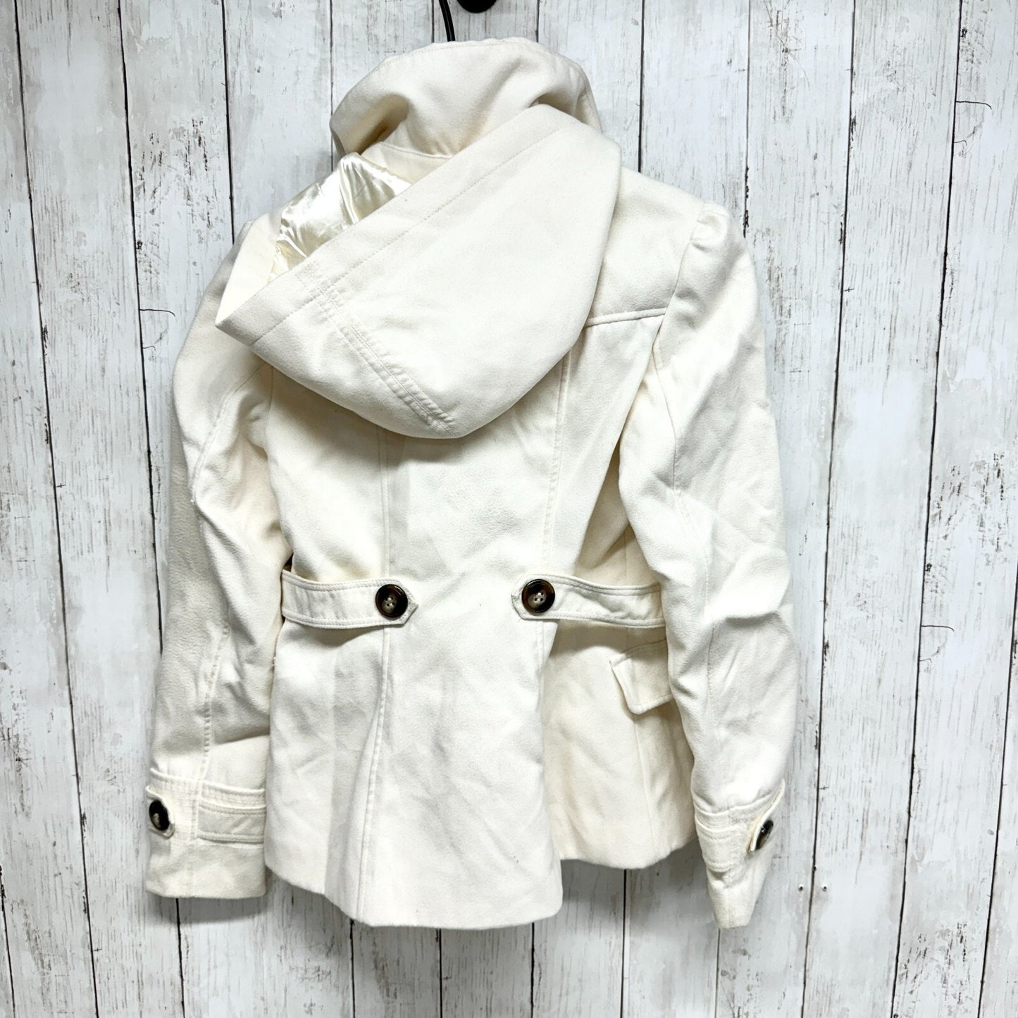 Vintage Pink Envelope Coat Women Size Small Cream Collared Button Front Peacoat