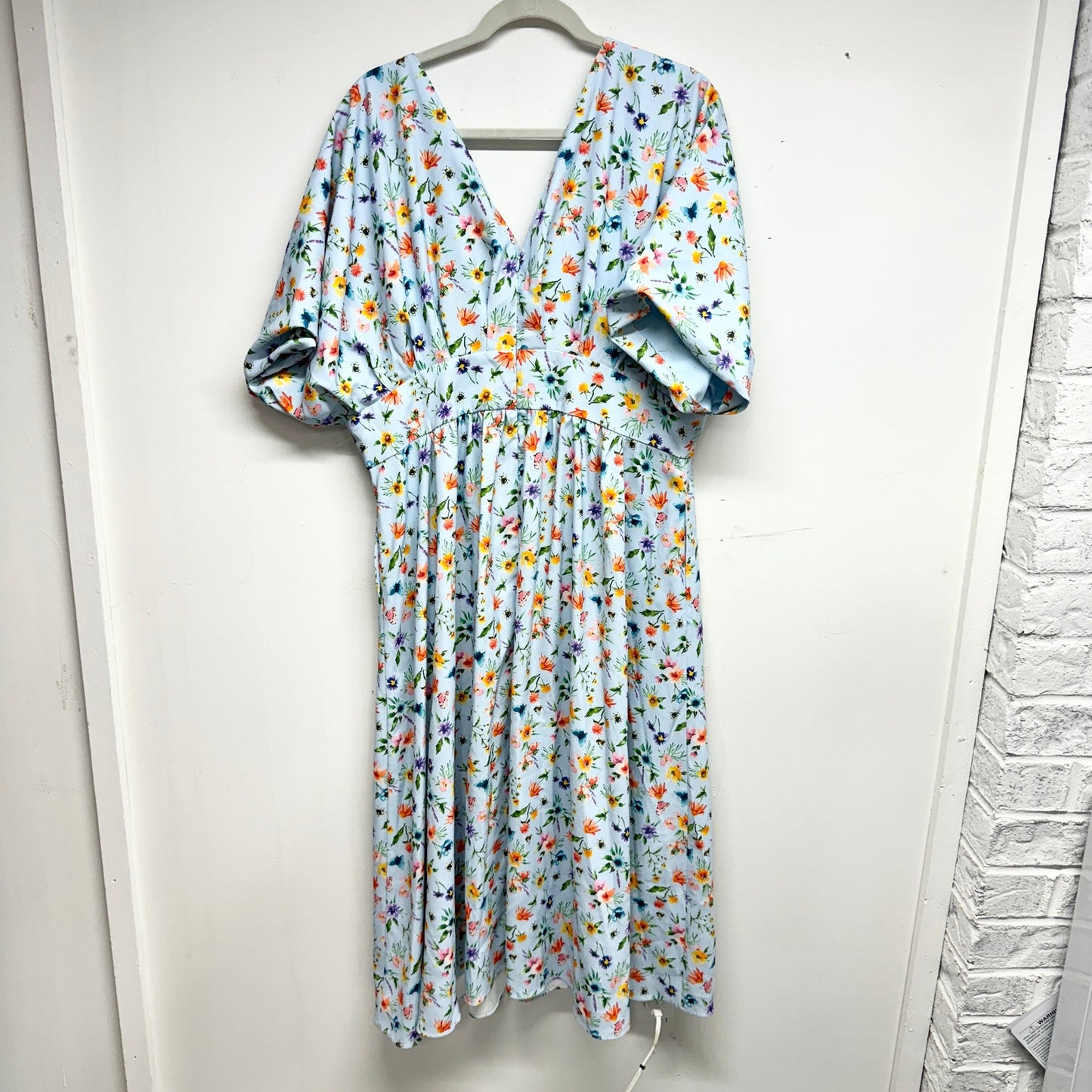 Alexia Admor Womens August Midi Dress Halogen Garden V-neck Plus Size 1X