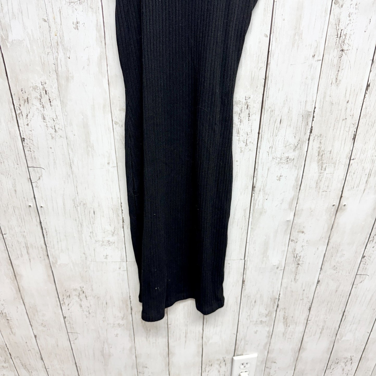 French Connection Dress Women Sz 4 Black Ribbed Sleeveless Spaghetti Strap Midi