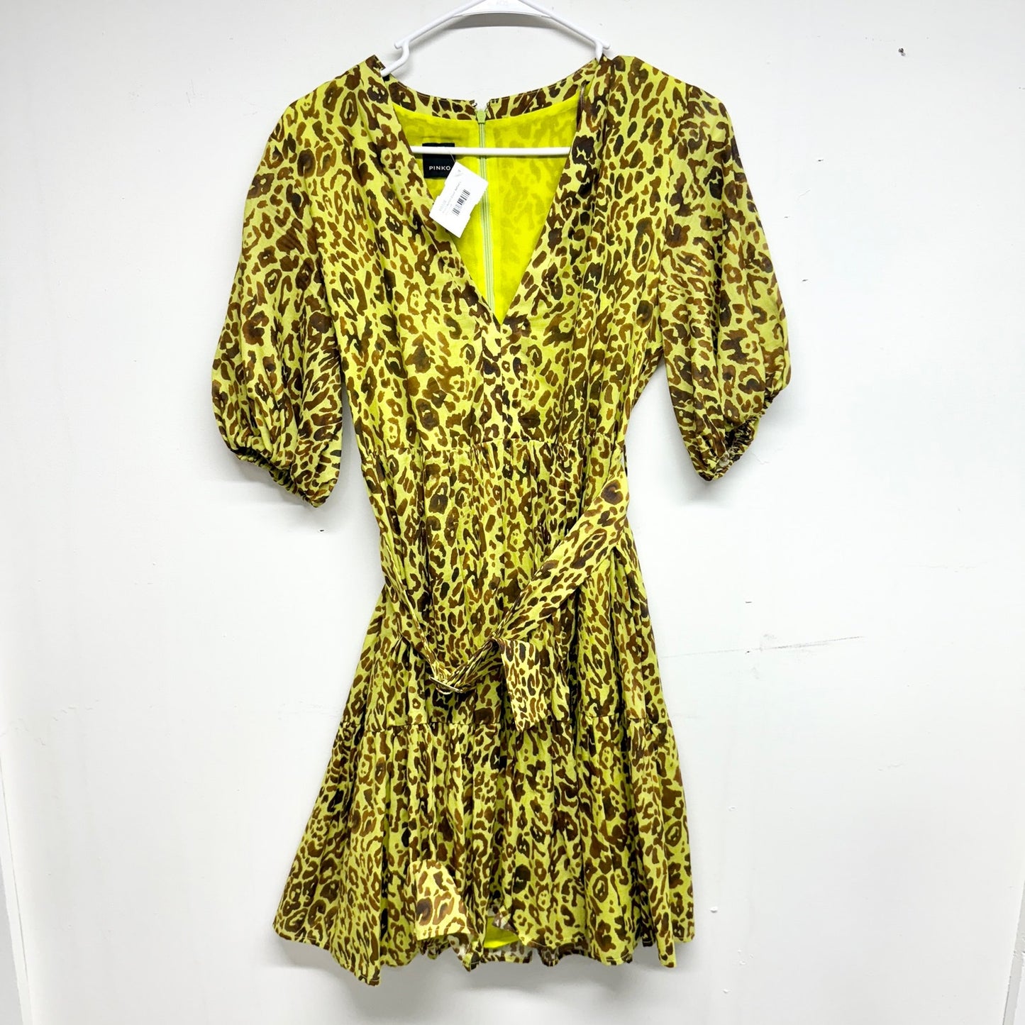 PINKO Women Belted Button Down Belted Leopard Print Mini Dress Size 4