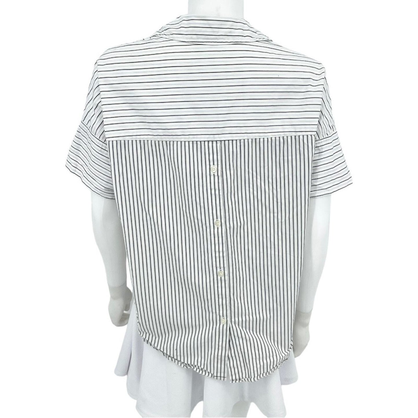MADEWELL Top Women Size XS Blouse Courier Button Down Back Striped Black & White