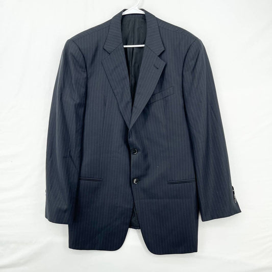 Armani Collezioni Coat Suit Jacket Charcoal Pinstriped Blazer Size 42R