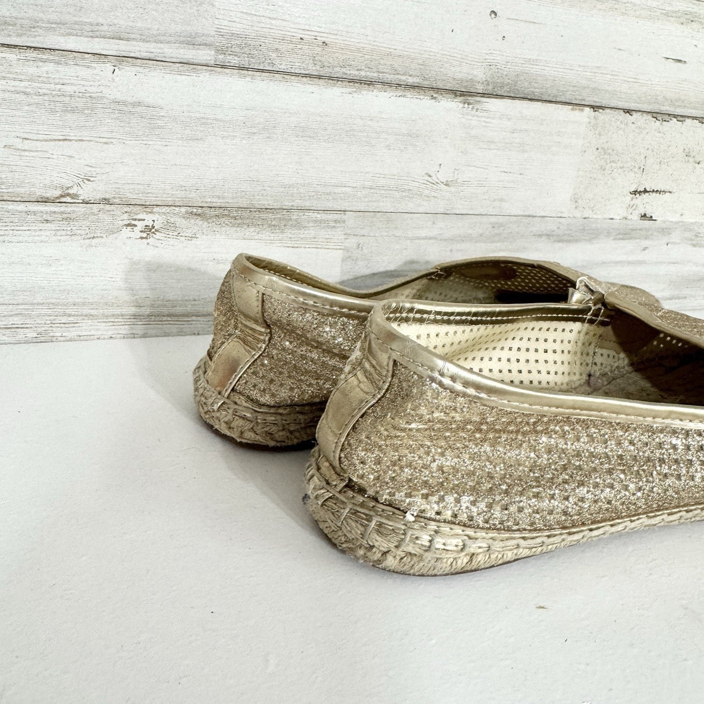 Michael Kors Shoes Women Size 5M Gold Metallic Gold Embellished Espadrilles Flat
