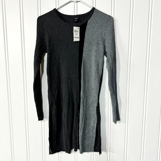 Alfani Dress Women Size M Black & Grey Long Sleeve Crewneck Sweater Colorblock