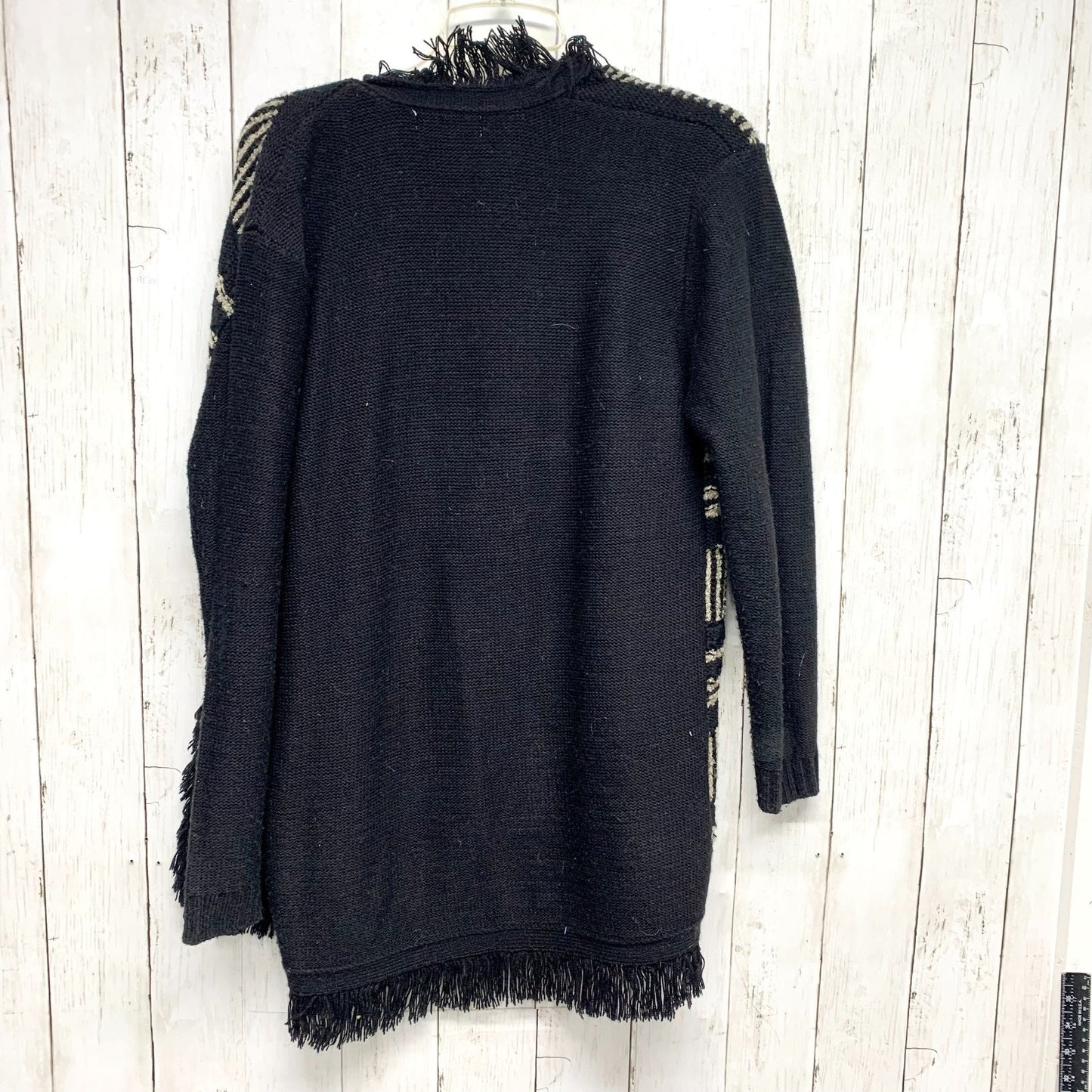 Vintage Abito Sweater Women Size XL Pattern Front Long Sleeve Fringe Cardigan