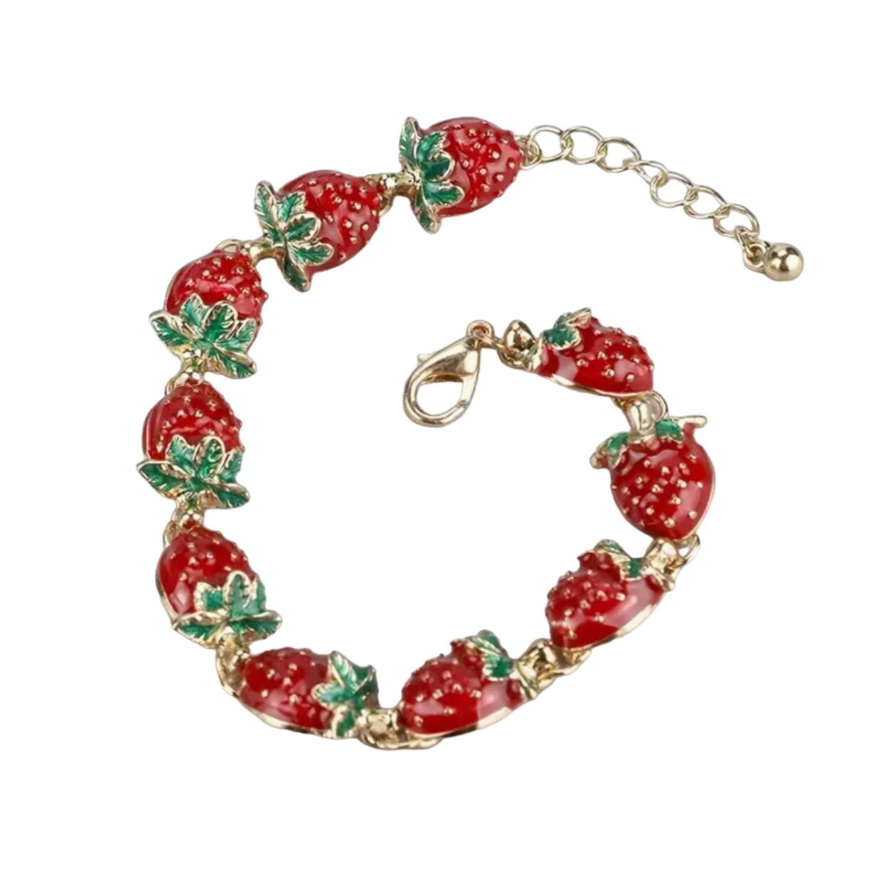 Delicate Strawberry Lobster Claw Clasp Charm Bracelet Alloy Jewelry