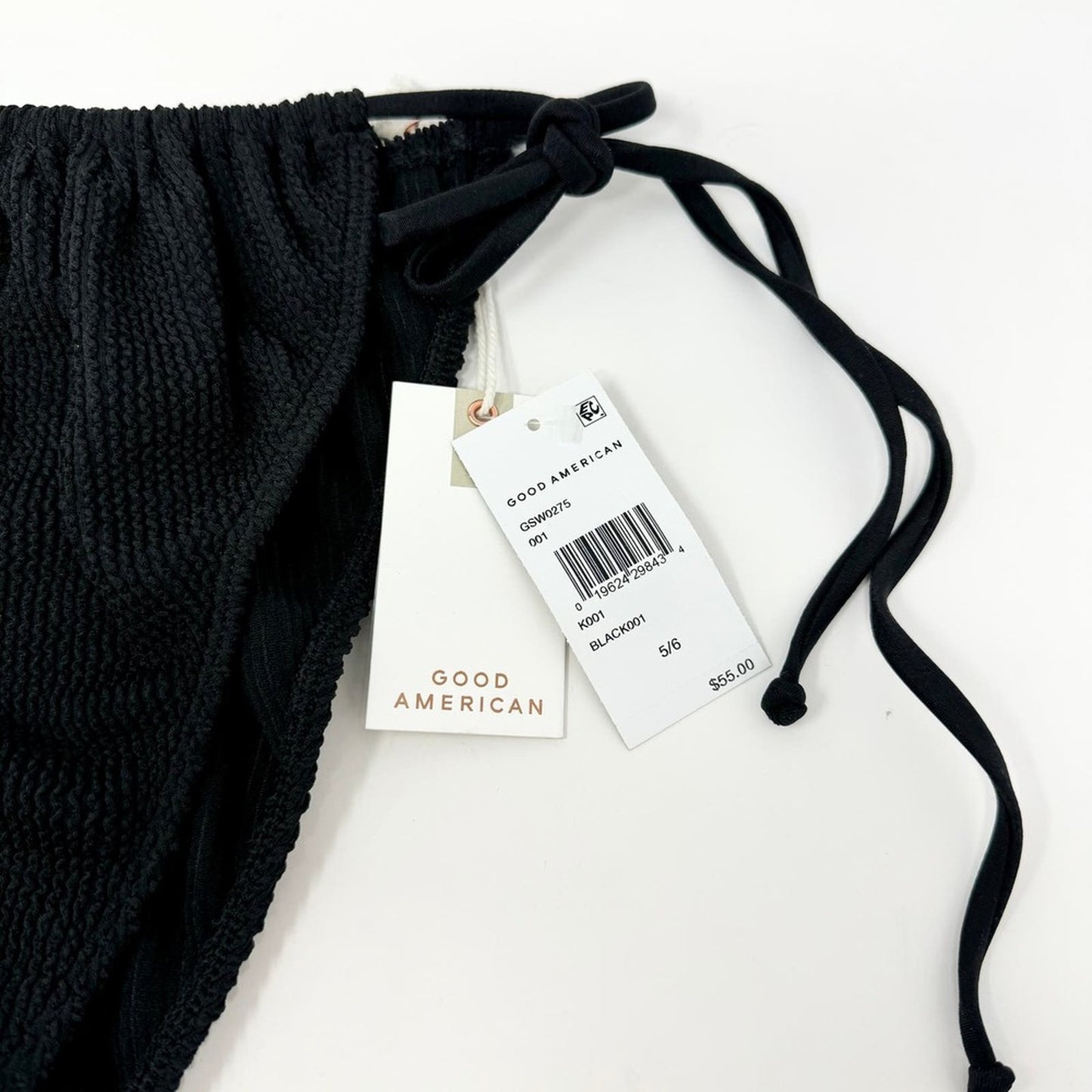 Good American Women Black Always Fit Tiny Ties Bikini Bottom Swim Size 2XL/3XL
