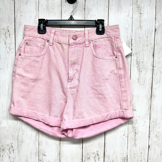 Denim Shorts Women Size 6 Pink High Rise Midi Cuffed Hem Zip Fly 5-Pocket Summer