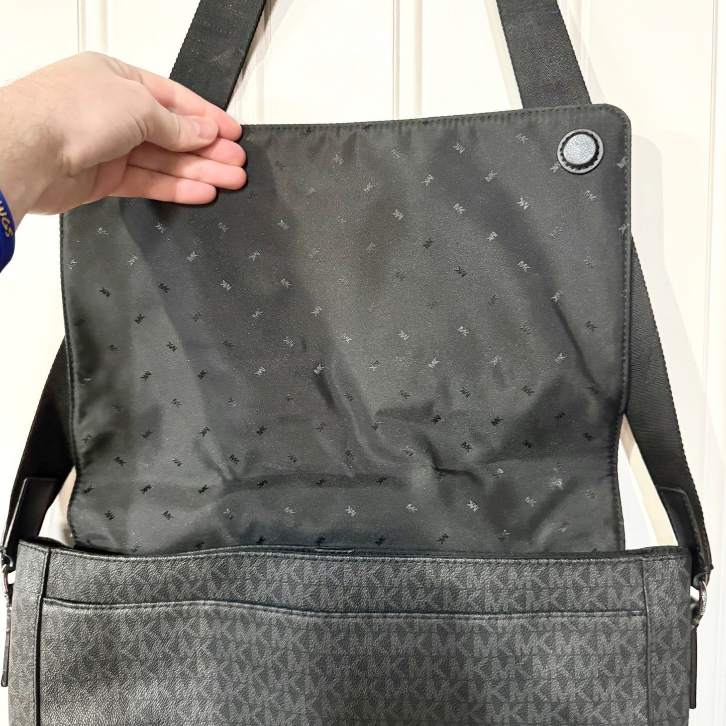 Michael Kors Men’s Cooper All Over Print Book Bag Messenger Bag In Black