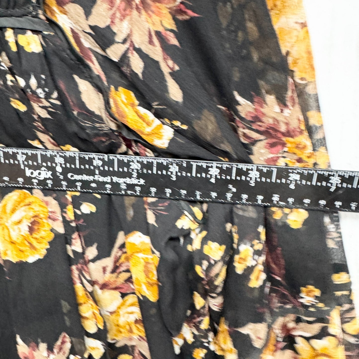 Blue Rain Dress Women Size Large Floral Ruffle Smocked Long Sleeve Swing Mini