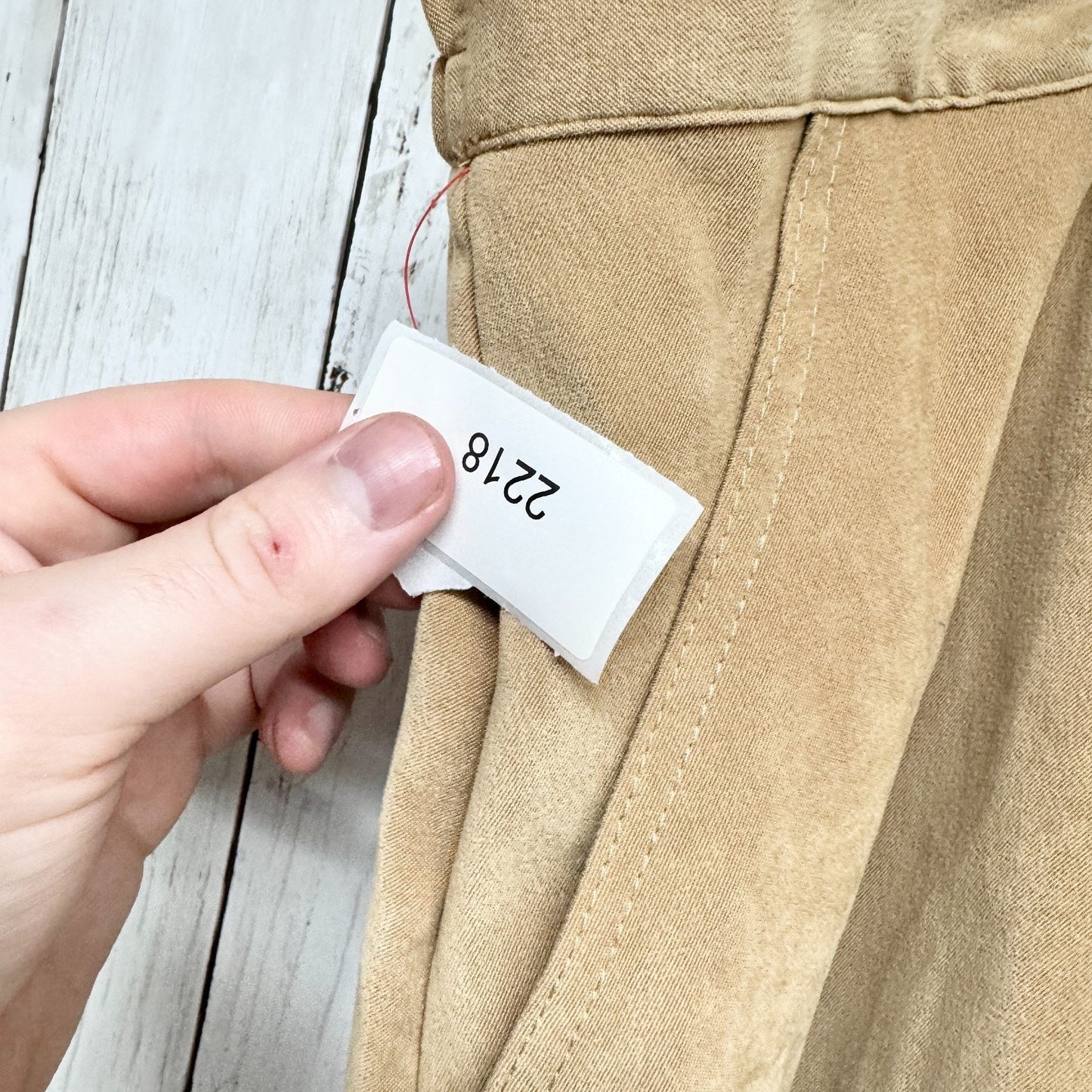 Vintage Fashion Bug Skirt Women Size 26/28W Tan Button Front Stretch Midi Pocket