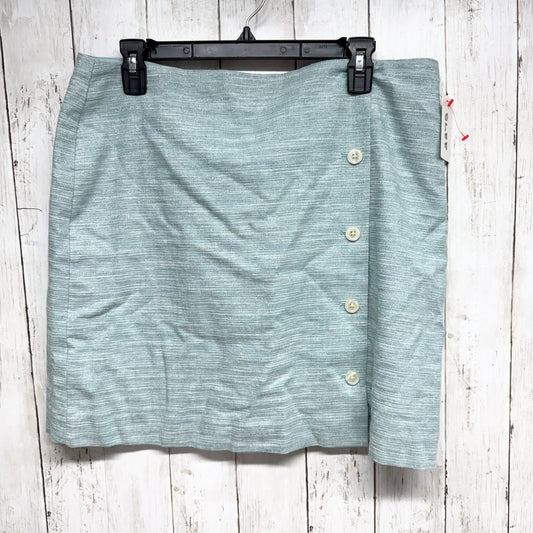 ASOS Skirt Women Size 14 Light Blue Linen Blend Mini Side Button Zip Back Preppy