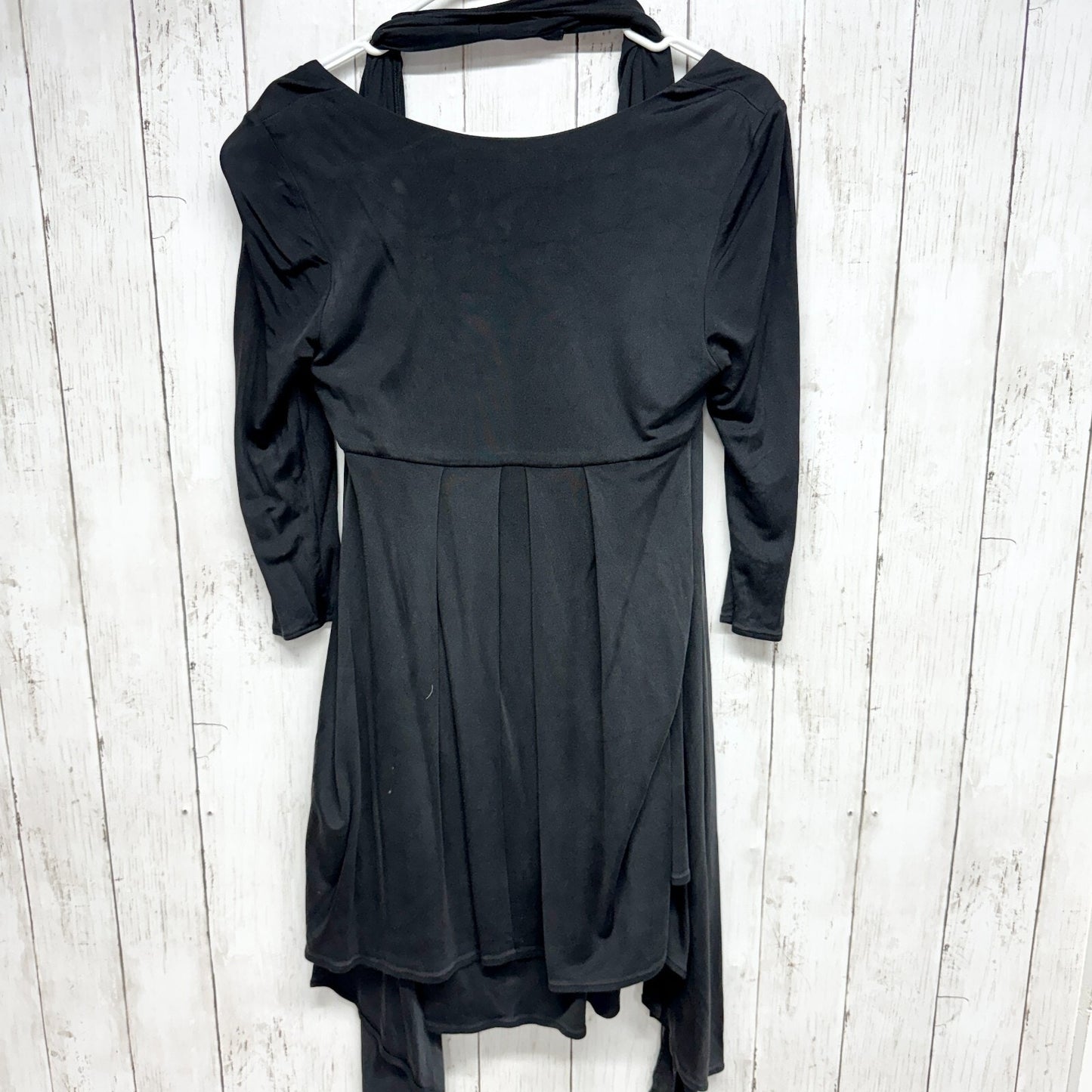 Mara Hoffman Dress Women Size L Vintage Black Long Sleeve Mini Draped 100% Silk