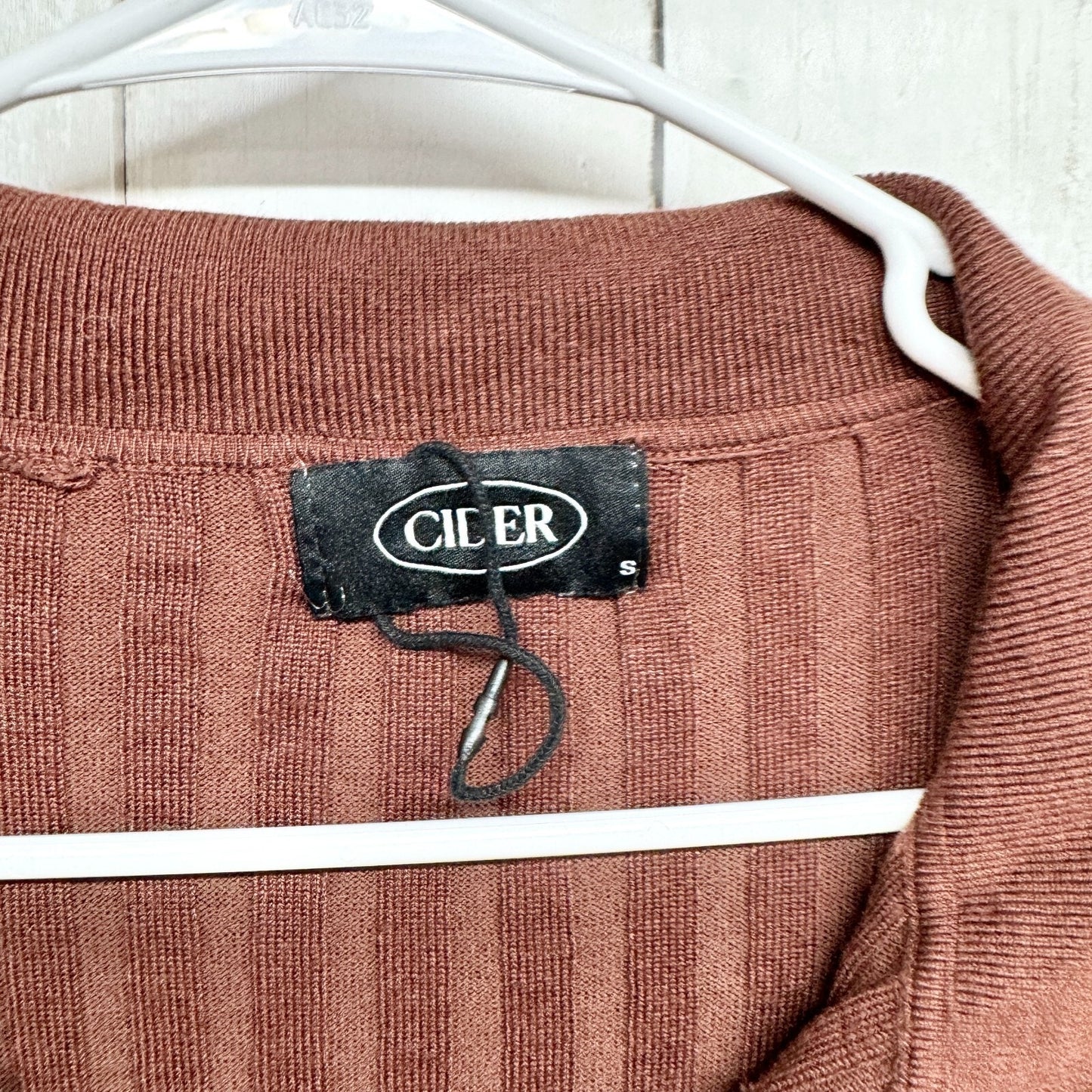 CIDER Dress Women Size Small Brown Fall Mini Ribbed Long Sleeve Collared
