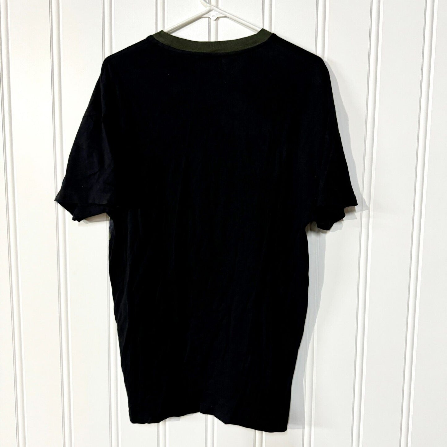 ZARA Shirt Mens Size S Black Camp Short Sleeve Cotton Military Crewneck Tee