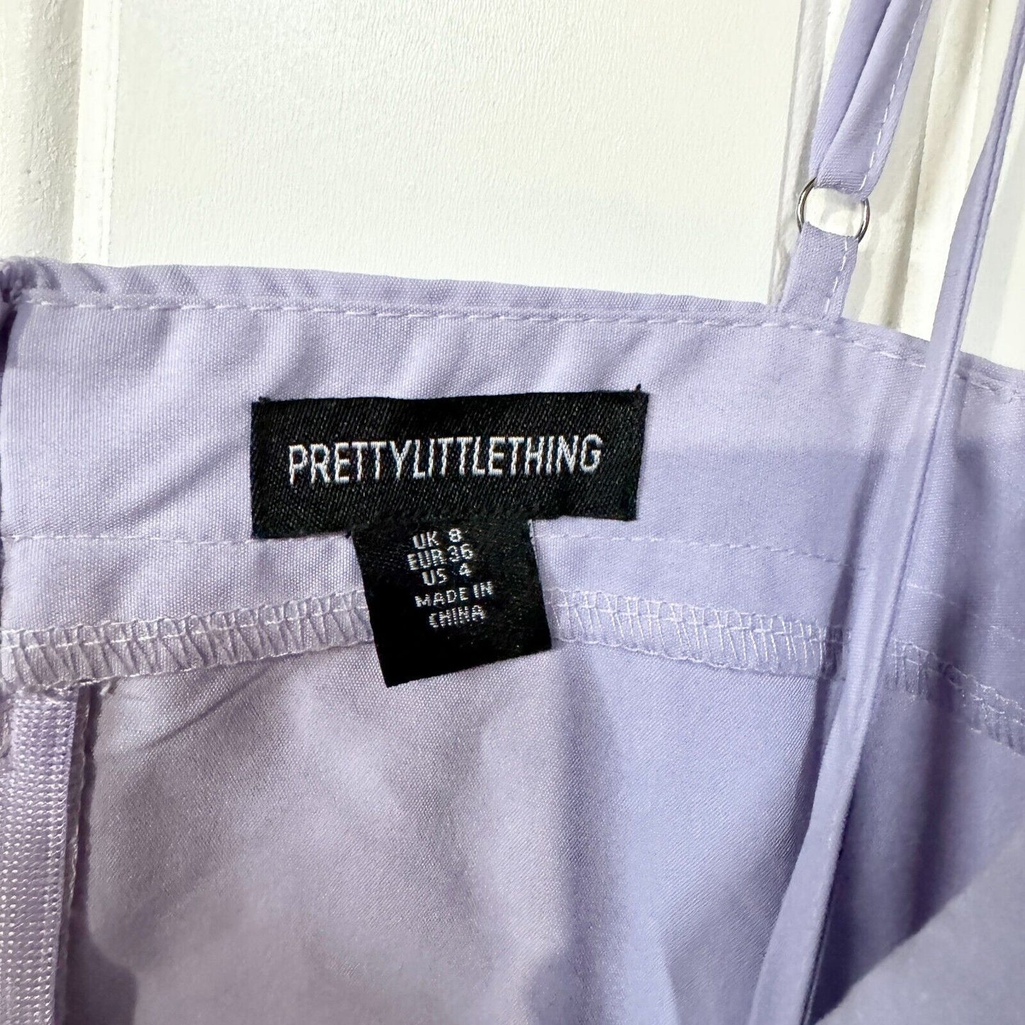 PRETTYLITTLETHING Dress Women Size 4 Purple Crutched Ruffled Cutout Mini Strap